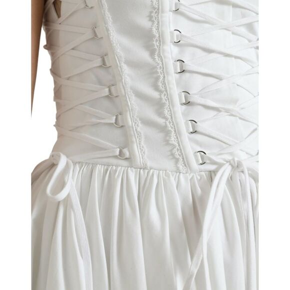 Dolce & Gabbana Cotton Gabardine Corset Dress with Lace-Up Closure - Picture 4 of 6